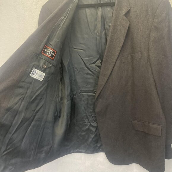 Mens 100% Lambswool Blazer Sport Coat Mens 56L Long Black Herringbone Millennium - Picture 11 of 16